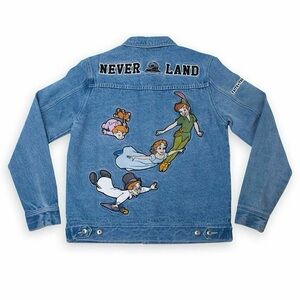 Disney x Cakeworthy Peter Pan Never Land Blue Denim Jean Jacket Women's Small